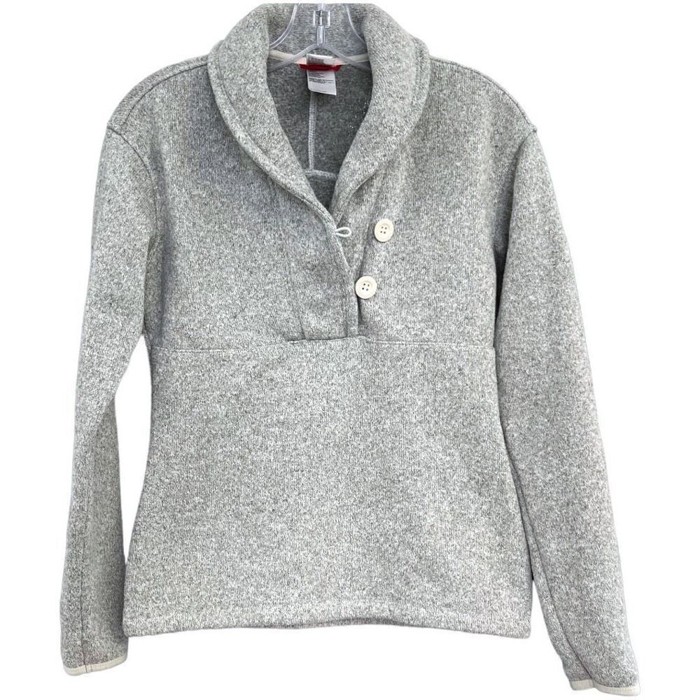 The North Face Womens Pullover Buttoned Shawl Collar Sweater Grey Size Small